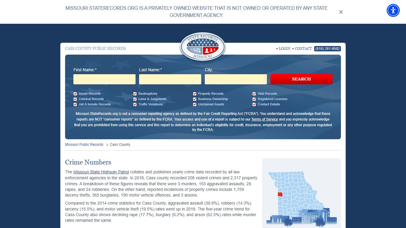 Cass County Arrest, Court, and Public Records - StateRecords.org